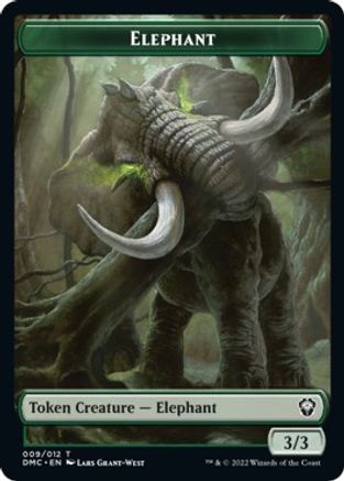 Elephant // Treasure Double-sided Token [Dominaria United Commander Tokens] | Exor Games Summserside