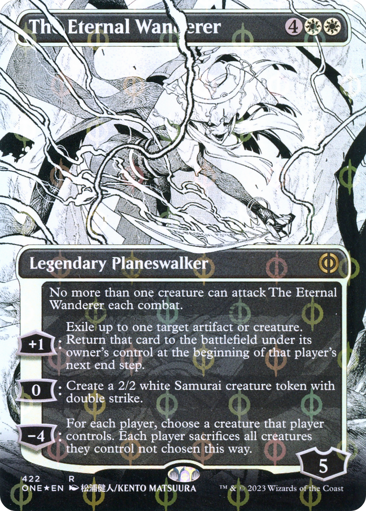 The Eternal Wanderer (Borderless Manga Step-and-Compleat Foil) [Phyrexia: All Will Be One] | Exor Games Summserside