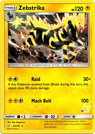 Zebstrika (45/181) (Pikachu Stamp #23) [Battle Academy 2020] | Exor Games Summserside