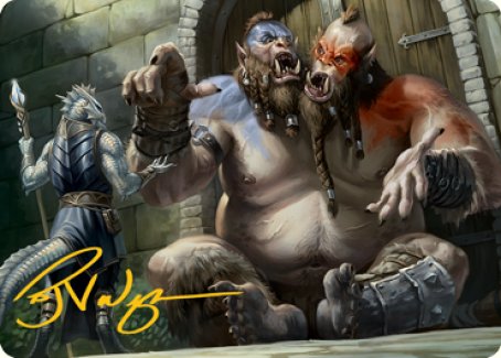 Ettin Art Card (Gold-Stamped Signature) [Dungeons & Dragons: Adventures in the Forgotten Realms Art Series] | Exor Games Summserside