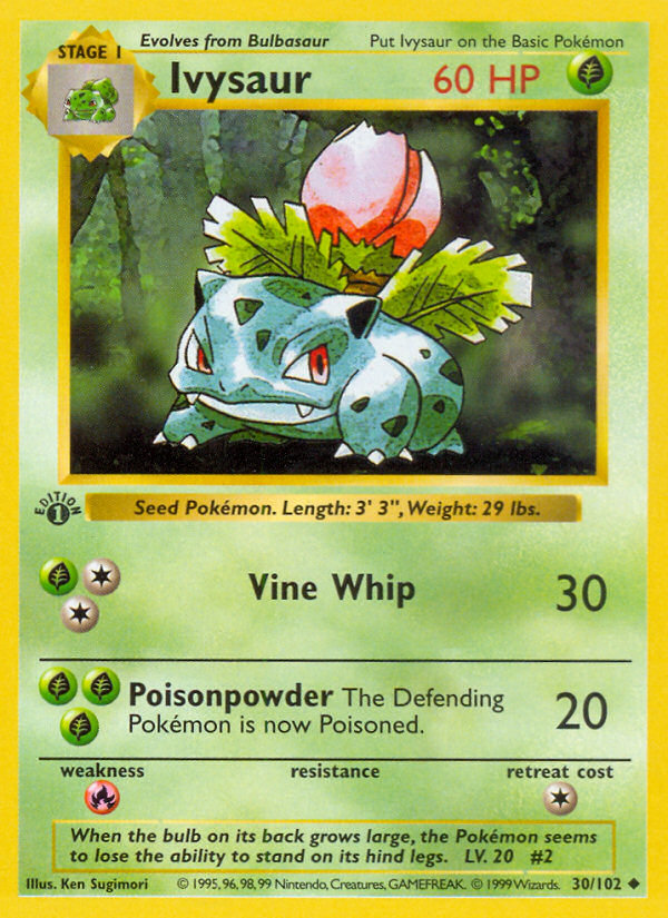 Ivysaur (30/102) (Shadowless) [Base Set 1st Edition] | Exor Games Summserside