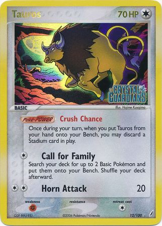 Tauros (12/100) (Stamped) [EX: Crystal Guardians] | Exor Games Summserside