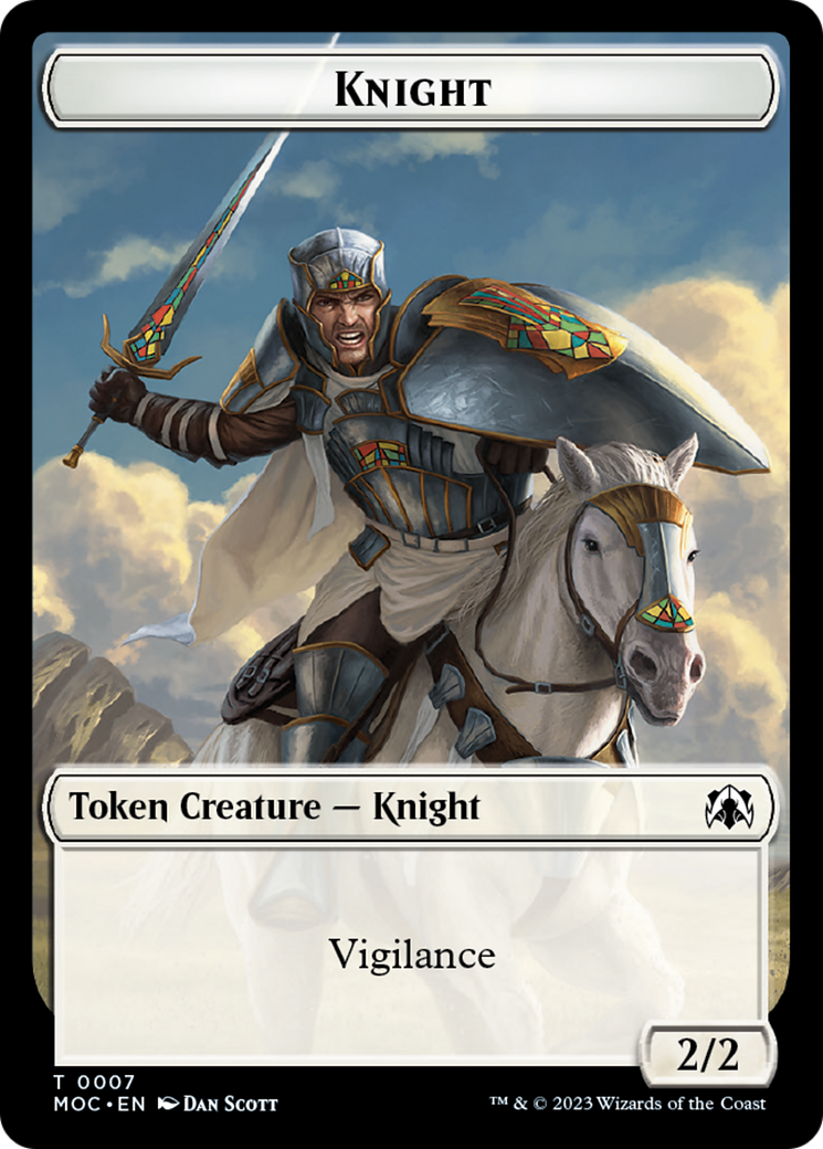 Knight (7) // Spirit (14) Double-Sided Token [March of the Machine Commander Tokens] | Exor Games Summserside