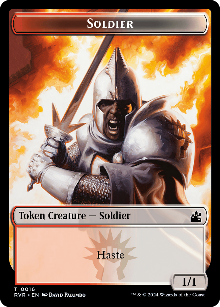 Spirit (0018) // Soldier Double-Sided Token [Ravnica Remastered Tokens] | Exor Games Summserside