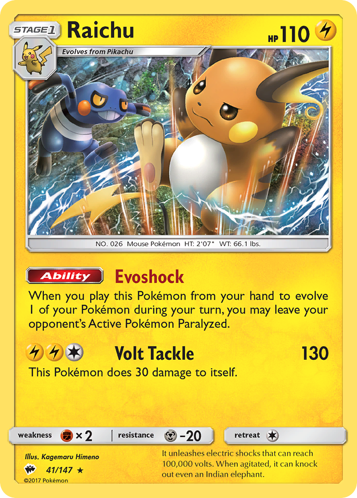 Raichu (41/147) [Sun & Moon: Burning Shadows] | Exor Games Summserside