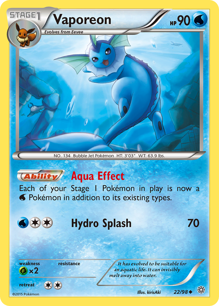 Vaporeon (22/98) [XY: Ancient Origins] | Exor Games Summserside