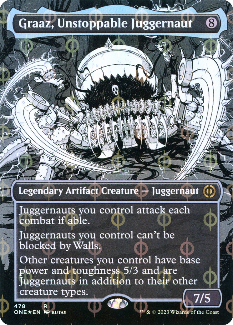 Graaz, Unstoppable Juggernaut (Borderless Manga Step-and-Compleat Foil) [Phyrexia: All Will Be One] | Exor Games Summserside