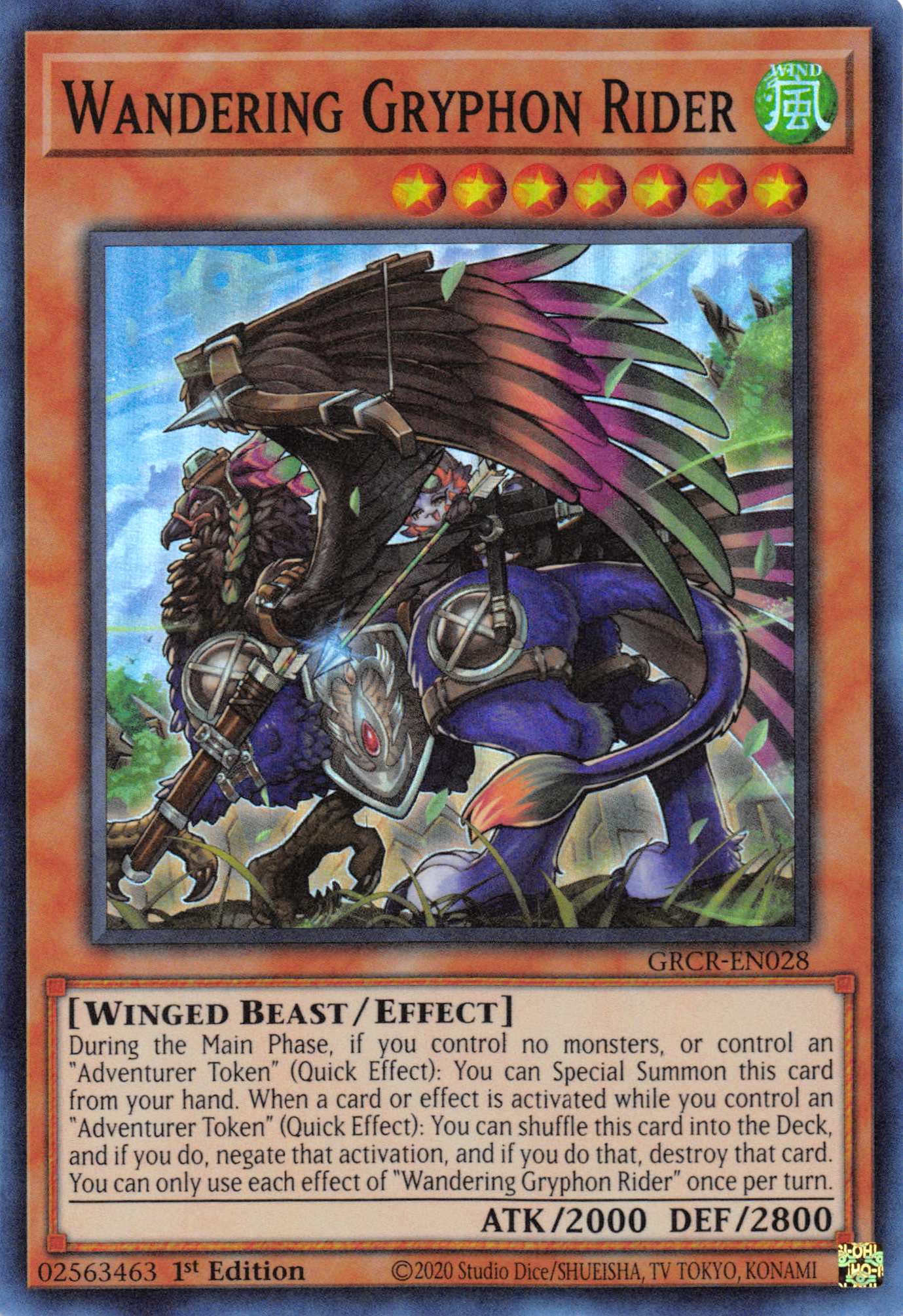 Wandering Gryphon Rider [GRCR-EN028] Super Rare | Exor Games Summserside