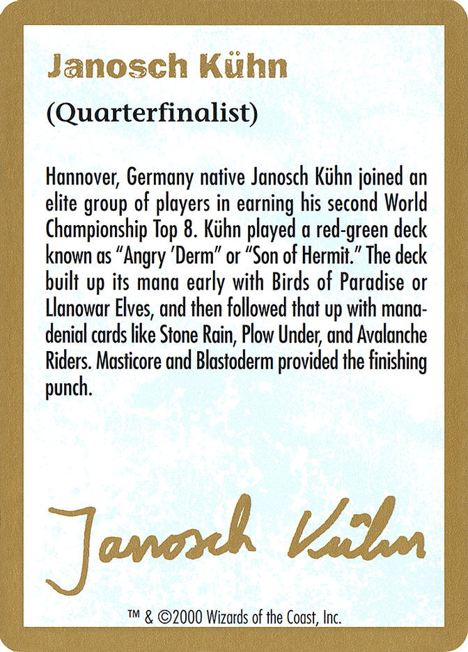 Janosch Kühn Bio (2000) [World Championship Decks 2000] | Exor Games Summserside