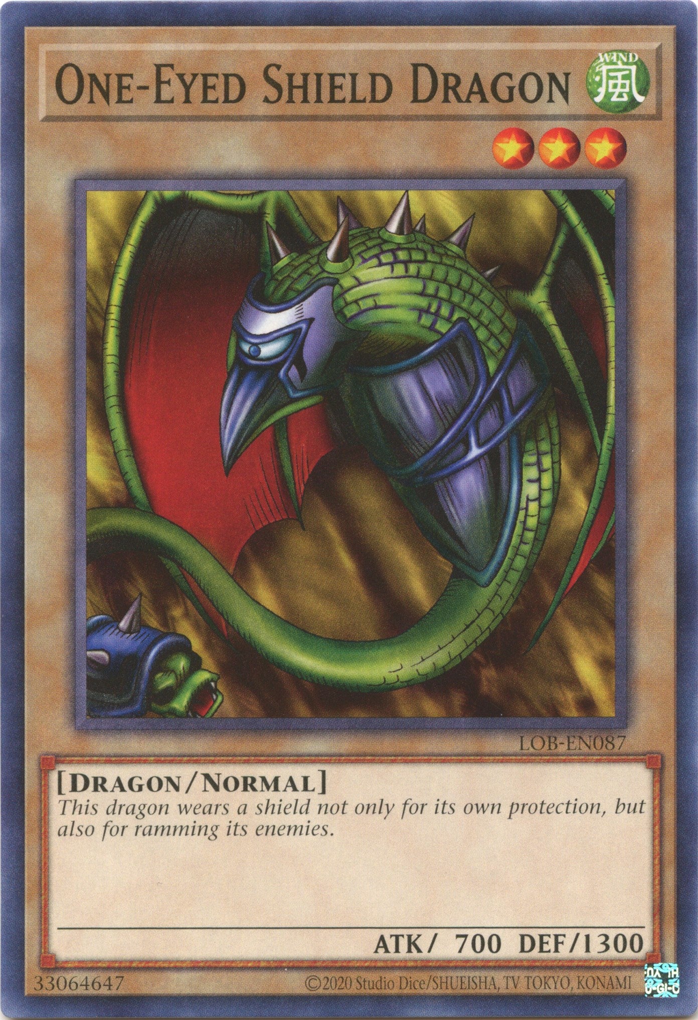 One-Eyed Shield Dragon (25th Anniversary) [LOB-EN087] Common | Exor Games Summserside