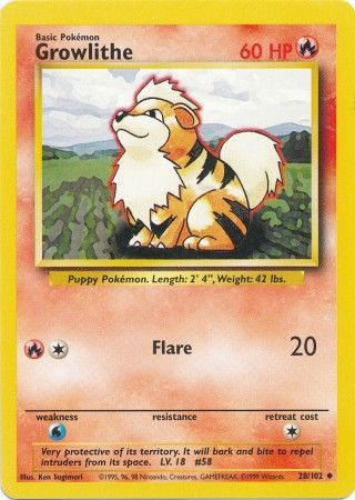 Growlithe (28/102) [Base Set Unlimited] | Exor Games Summserside