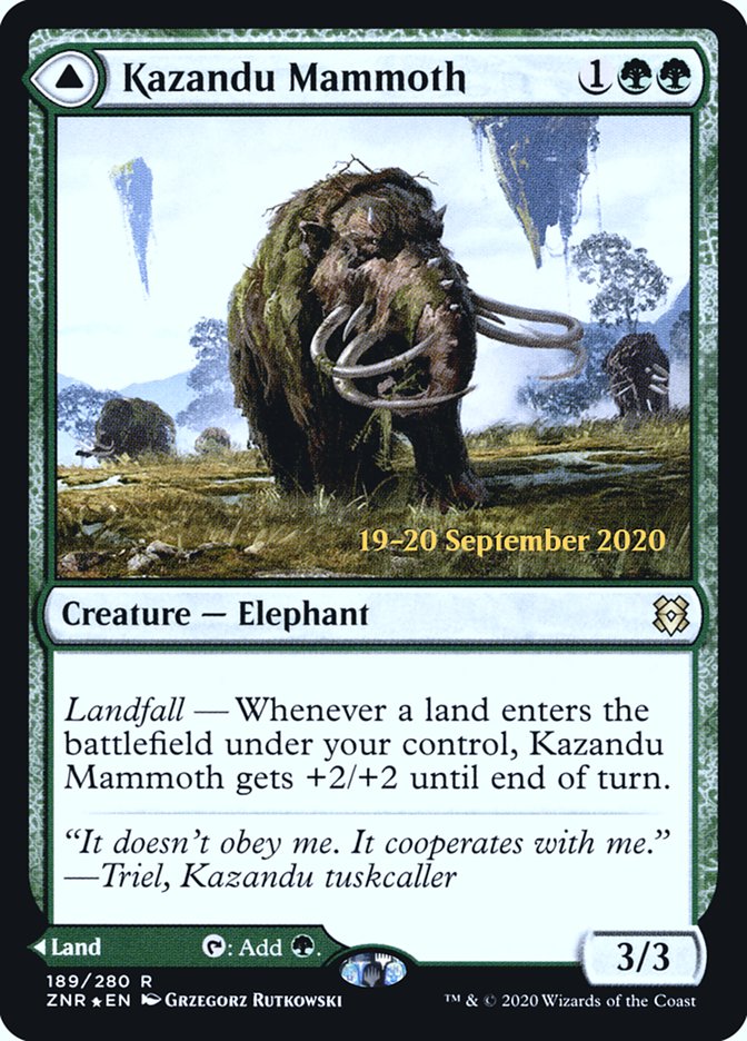 Kazandu Mammoth // Kazandu Valley  [Zendikar Rising Prerelease Promos] | Exor Games Summserside