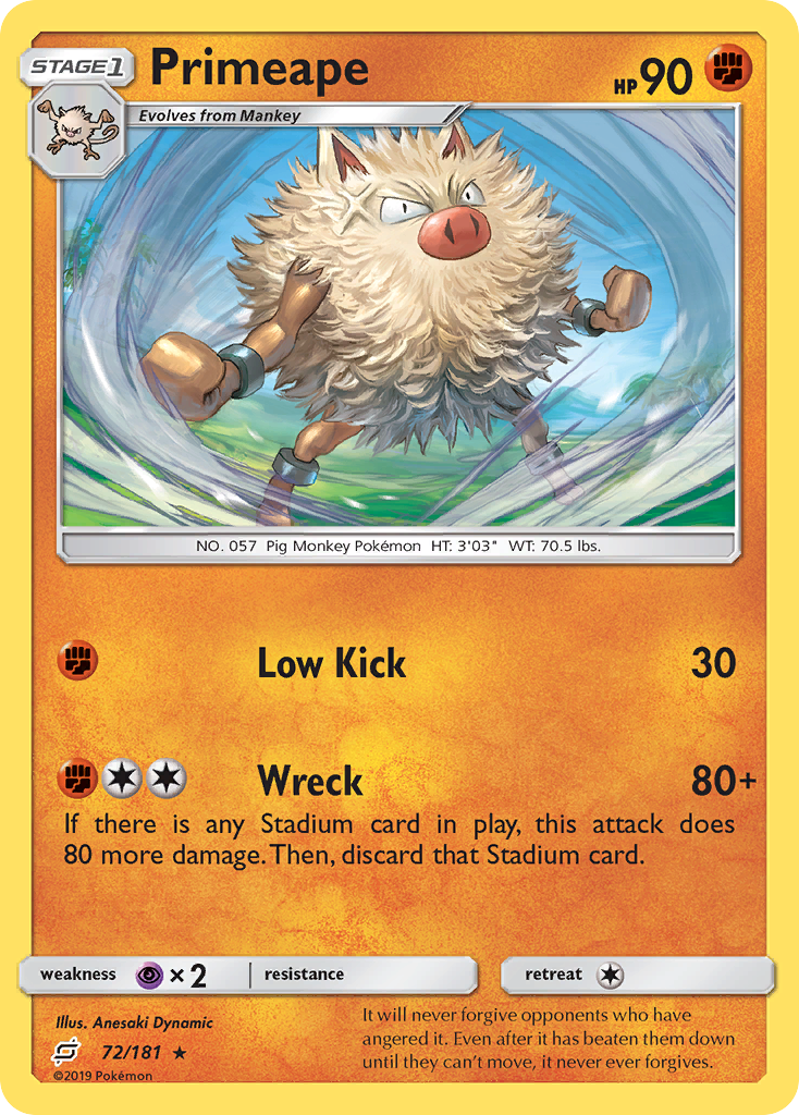 Primeape (72/181) [Sun & Moon: Team Up] | Exor Games Summserside