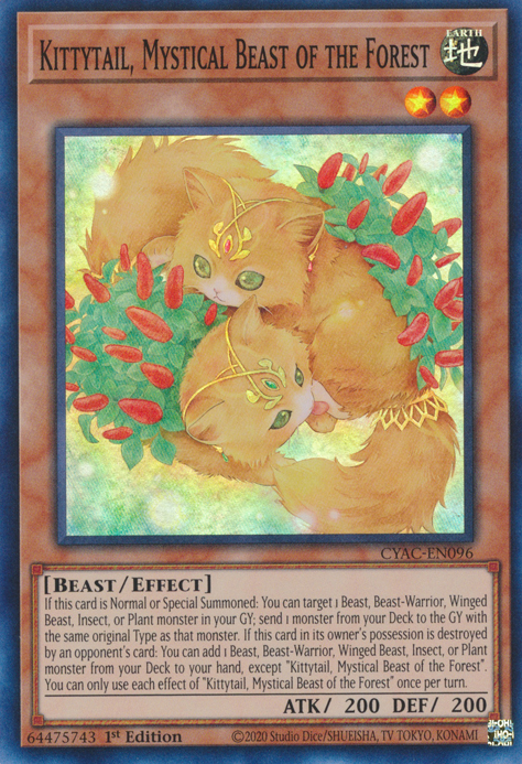 Kittytail, Mystical Beast of the Forest [CYAC-EN096] Super Rare | Exor Games Summserside