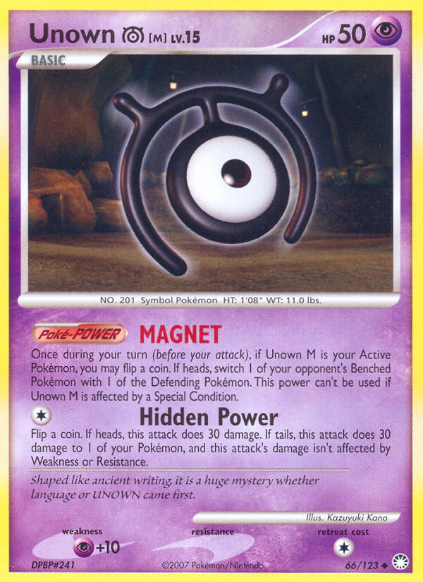 Unown M (66/123) [Diamond & Pearl: Mysterious Treasures] | Exor Games Summserside