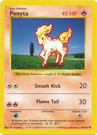 Ponyta (60/102) [Base Set Shadowless Unlimited] | Exor Games Summserside