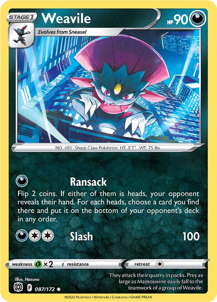 Weavile (087/172) [Sword & Shield: Brilliant Stars] | Exor Games Summserside