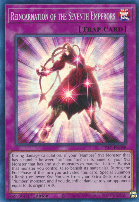 Reincarnation of the Seventh Emperors [CYAC-EN098] Super Rare | Exor Games Summserside