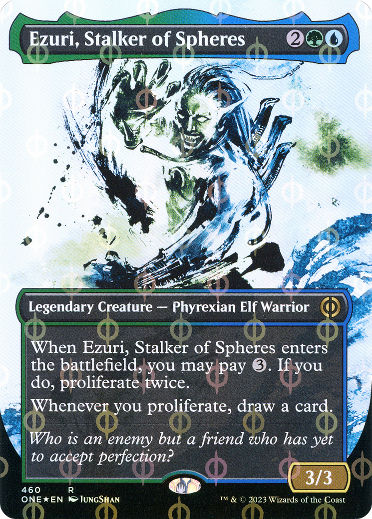 Ezuri, Stalker of Spheres (Borderless Ichor Step-and-Compleat Foil) [Phyrexia: All Will Be One] | Exor Games Summserside