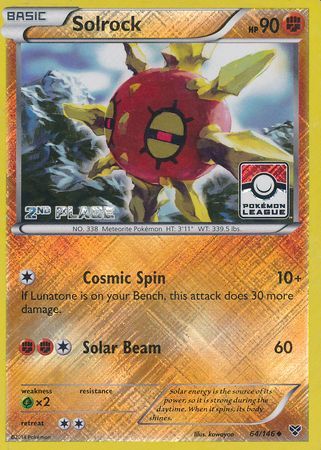 Solrock (64/146) (2nd Place League Challenge Promo) [XY: Base Set] | Exor Games Summserside