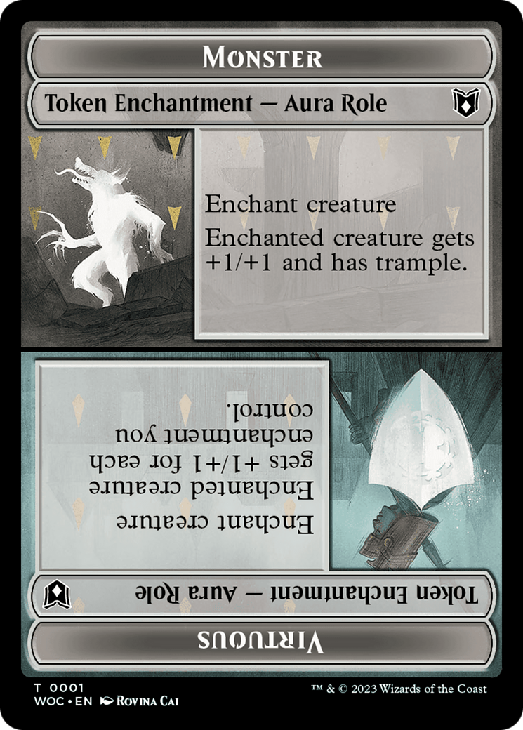 Copy // Monster Role / Virtuous Role Double-Sided Token [Wilds of Eldraine Commander Tokens] | Exor Games Summserside