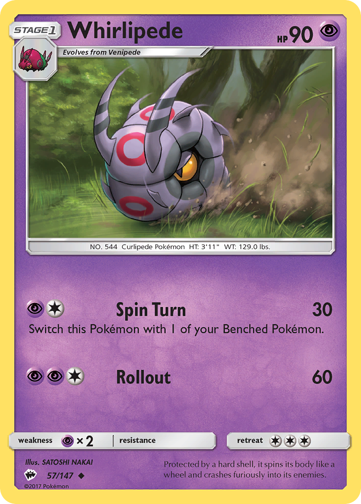 Whirlipede (57/147) [Sun & Moon: Burning Shadows] | Exor Games Summserside