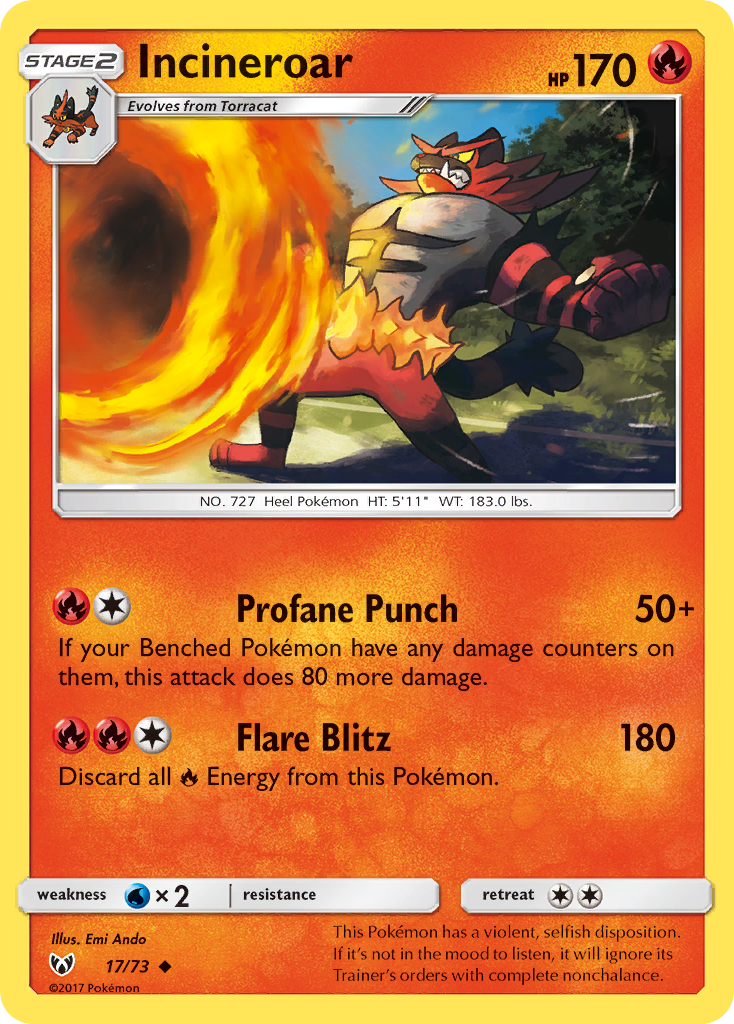 Incineroar (17/73) [Sun & Moon: Shining Legends] | Exor Games Summserside