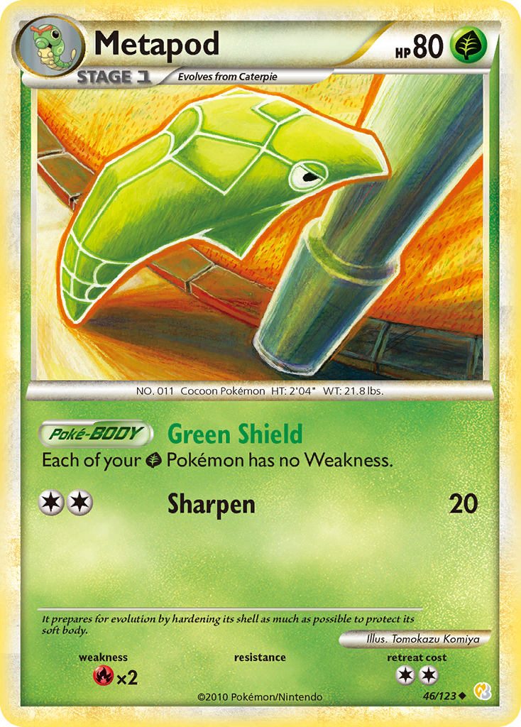 Metapod (46/123) [HeartGold & SoulSilver: Base Set] | Exor Games Summserside