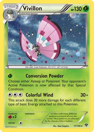 Vivillon (17/146) (Meadow Form/Pink Wings) (Cosmos Holo) [XY: Base Set] | Exor Games Summserside