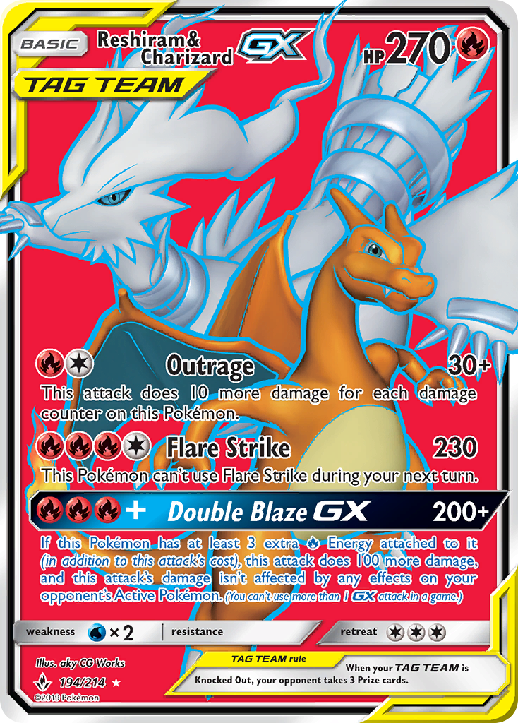 Reshiram & Charizard GX (194/214) [Sun & Moon: Unbroken Bonds] | Exor Games Summserside