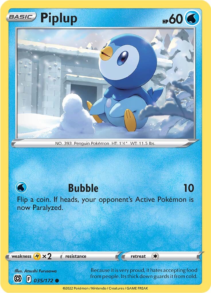 Piplup (035/172) [Sword & Shield: Brilliant Stars] | Exor Games Summserside