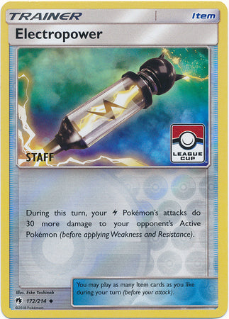 Electropower (172/214) (League Promo Staff) [Sun & Moon: Lost Thunder] | Exor Games Summserside