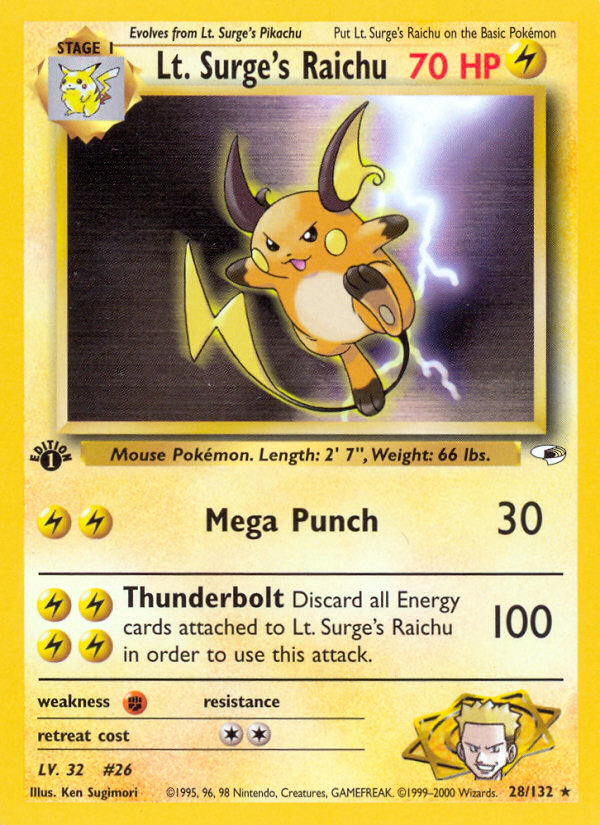 Lt. Surge's Raichu (28/132) [Gym Heroes 1st Edition] | Exor Games Summserside