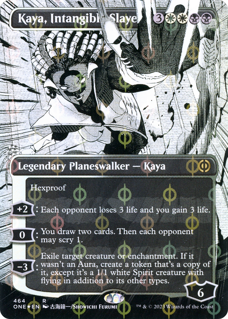 Kaya, Intangible Slayer (Borderless Manga Step-and-Compleat Foil) [Phyrexia: All Will Be One] | Exor Games Summserside