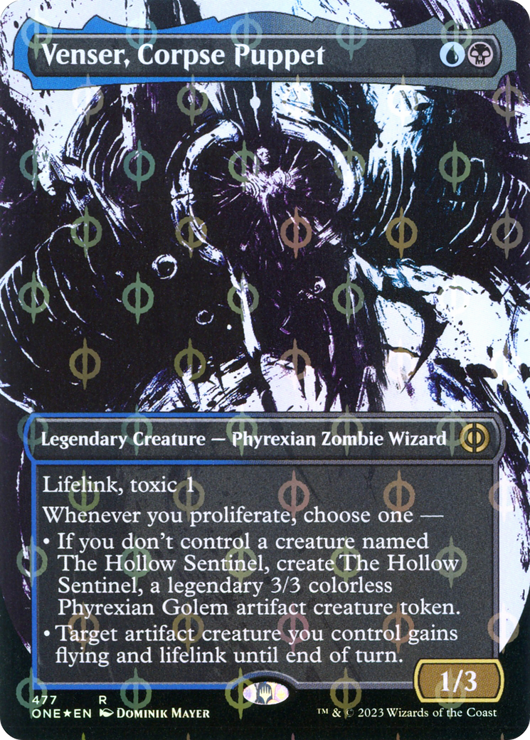 Venser, Corpse Puppet (Borderless Ichor Step-and-Compleat Foil) [Phyrexia: All Will Be One] | Exor Games Summserside