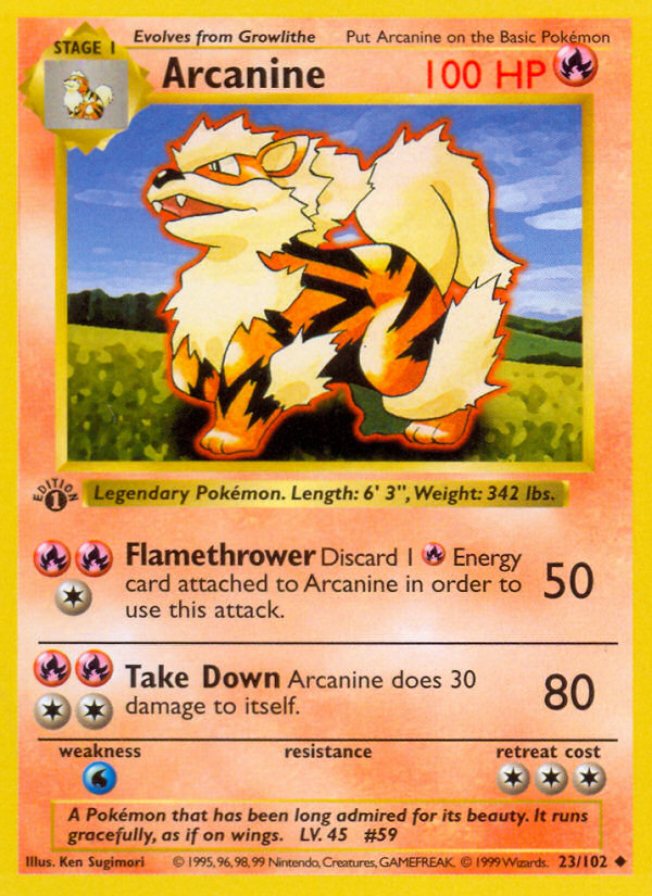 Arcanine (23/102) (Shadowless) [Base Set 1st Edition] | Exor Games Summserside