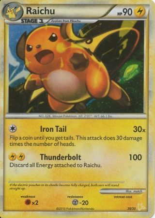 Raichu (30/30) [HeartGold & SoulSilver: Trainer Kit - Raichu] | Exor Games Summserside