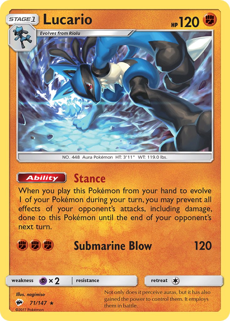 Lucario (71/147) (Theme Deck Exclusive) [Sun & Moon: Burning Shadows] | Exor Games Summserside