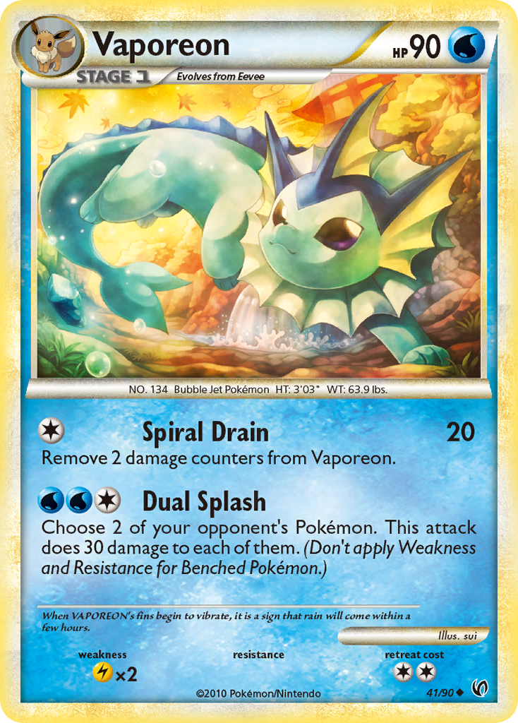 Vaporeon (41/90) [HeartGold & SoulSilver: Undaunted] | Exor Games Summserside