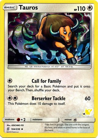 Tauros (164/236) (Pikachu Stamp #14) [Battle Academy 2020] | Exor Games Summserside