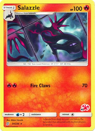 Salazzle (34/236) (Charizard Stamp #49) [Battle Academy 2020] | Exor Games Summserside