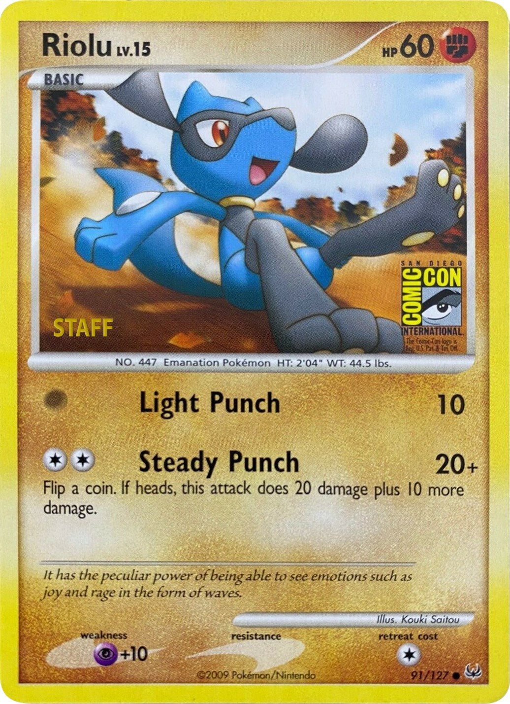 Riolu (91/127) (SDCC 2009) (Staff) [Platinum: Base Set] | Exor Games Summserside