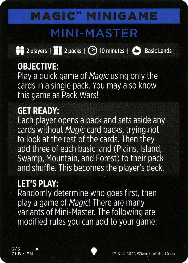 Mini-Master (Magic Minigame) [Commander Legends: Battle for Baldur's Gate Minigame] | Exor Games Summserside