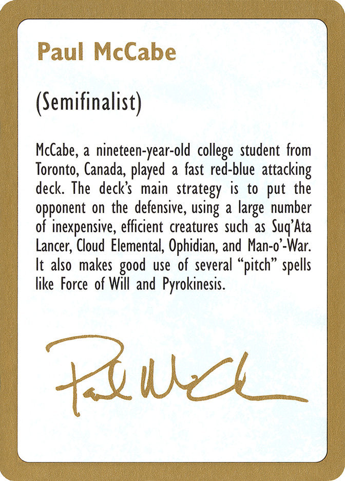 Paul McCabe Bio [World Championship Decks 1997] | Exor Games Summserside