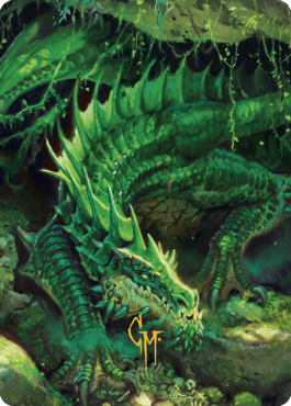Lurking Green Dragon Art Card (Gold-Stamped Signature) [Commander Legends: Battle for Baldur's Gate Art Series] | Exor Games Summserside
