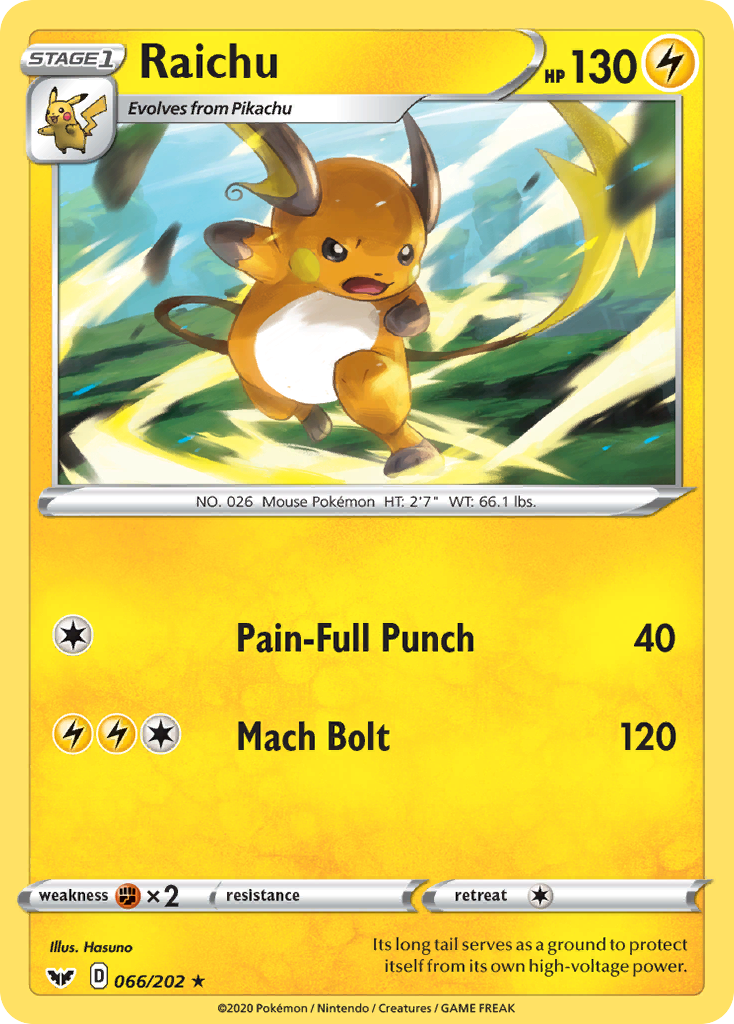 Raichu (066/202) [Sword & Shield: Base Set] | Exor Games Summserside