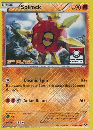 Solrock (64/146) (3rd Place League Challenge Promo) [XY: Base Set] | Exor Games Summserside