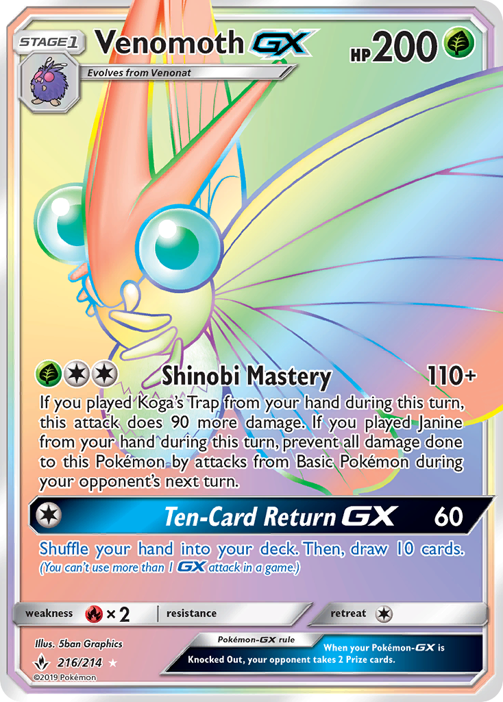 Venomoth GX (216/214) [Sun & Moon: Unbroken Bonds] | Exor Games Summserside