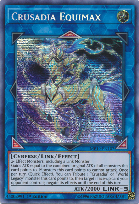 Crusadia Equimax [MP19-EN107] Prismatic Secret Rare | Exor Games Summserside