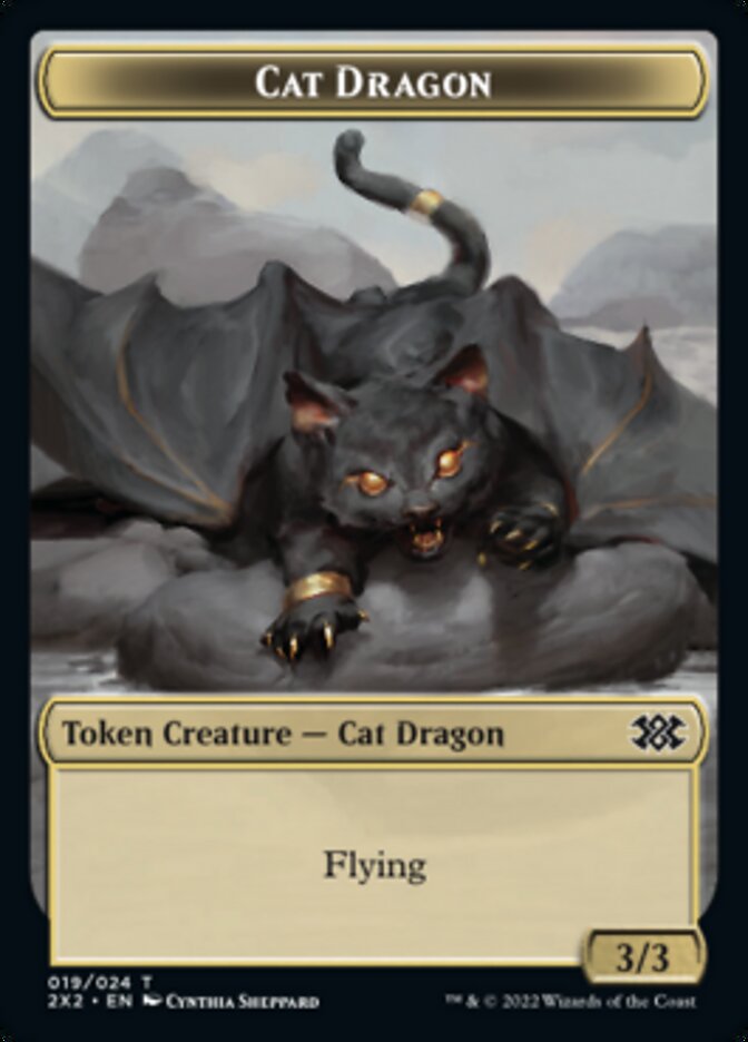 Cat Dragon // Monk Double-sided Token [Double Masters 2022 Tokens] | Exor Games Summserside